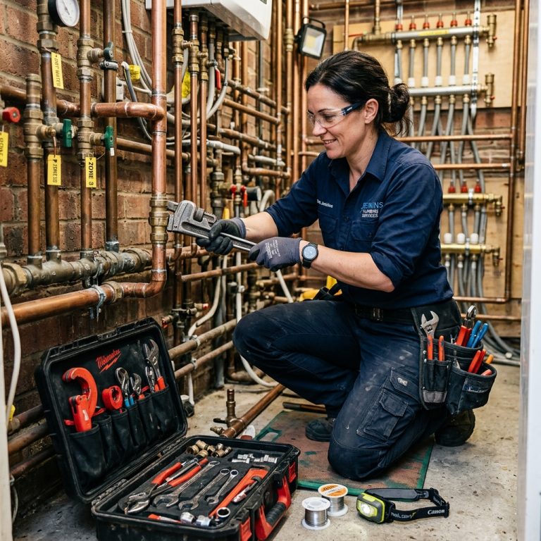 Fontanero arreglando